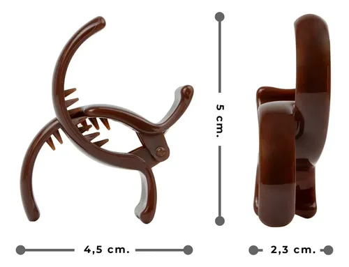 Broche Pinza De Pelo Marrón Plástica Med Marrón