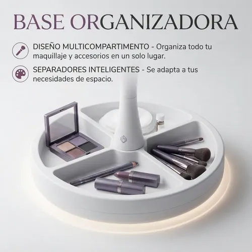 Espejo Redondo Con Luz Led Aumento 10x Plegable Portátil Daikon