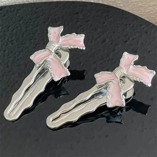 Pinza Para El Pelo Rosa Y2k Sweet Bow, Bonita Gorra Diaria 2 Pink