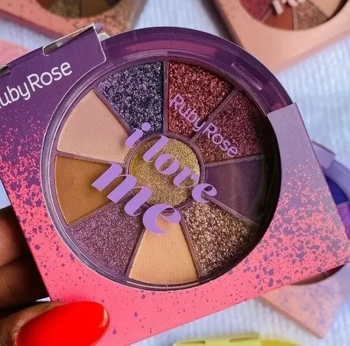 Pocket Kit Paleta 9 Sombras + Iluminador Ruby Rose Hb1075