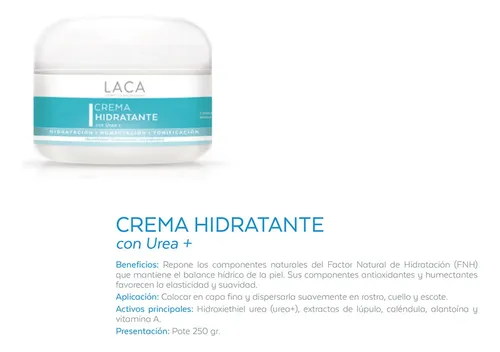 Crema Hidratante con Urea Laca Hidratación/Humectación para todo tipo de piel de 250mL