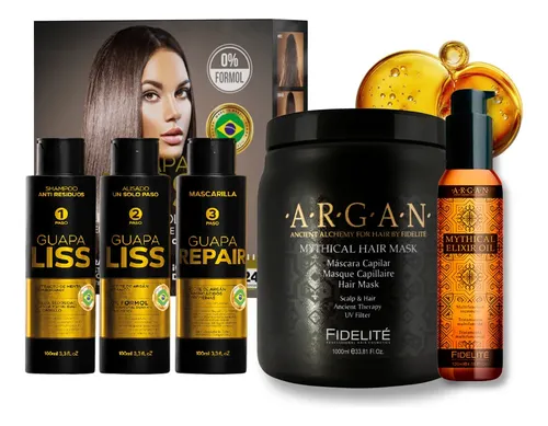 Fidelite Argan Elixir + Mascara + Kit Alisado X3 Guapalis 0%
