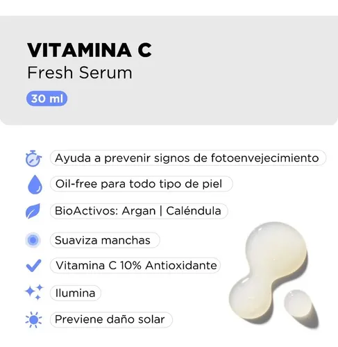 Sérum Vitamina C Regina Fresh Serum Antiedad Día Noche Rostro Cuello 30ml