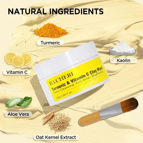 Mascarilla De Arcilla Bacheri Con Cúrcuma Y Vitamina C 130g