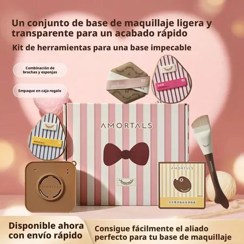 Kit Maquillaje Base 6 Piezas Brocha Esponja Paleta Regalo Ca
