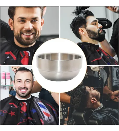 Tazón Metálico Para Jabón De Afeitar Plateado Baño