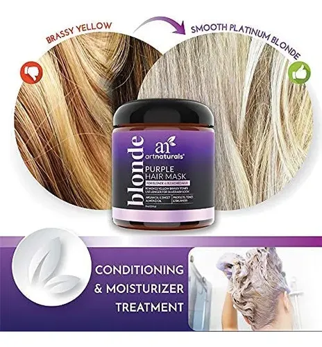 Artnaturals Purple Hair Mask Para Cabello Rubio, Plateado Y.