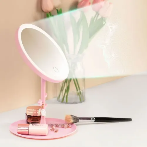 Espejo De Maquillaje Con Luz Led Usb Redondo Con Ganchitos