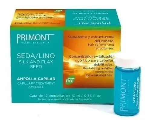 Ampollas Capilar Seda & Lino Con Enjuague Primont 12 Dosis