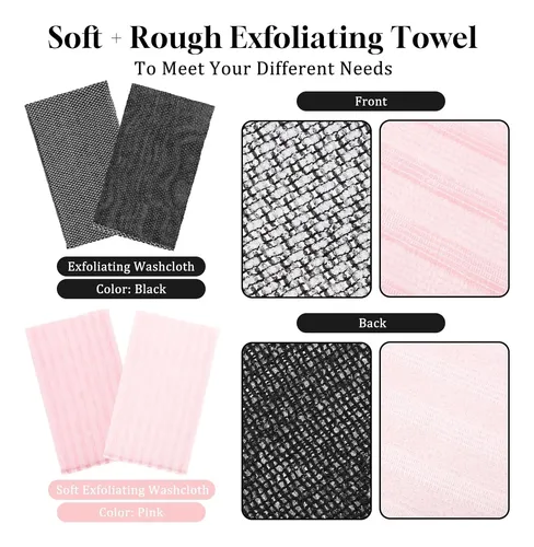 Toallón Exfoliante Ducha 2 Unidades Negro Y Rosa