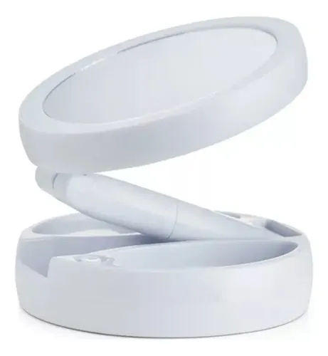 Espejo Redondo Plegable Con Luz LED USB Blanco XLS