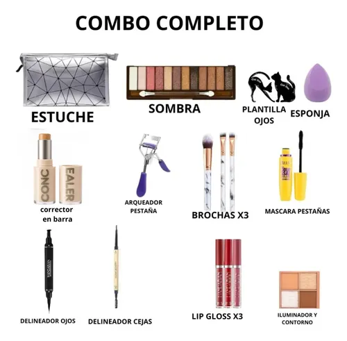 Kit Maquillaje Corrector Facial Sombra Glam Look Prolongado
