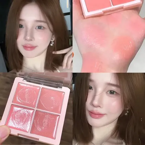 Paleta De 4 Rubores Coreanos Efecto Glow Natural Maquillaje