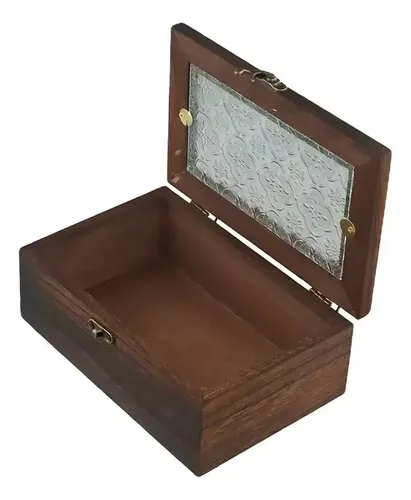 Caja De Almacenamiento De Vidrio Vintage, Gabinete De Madera