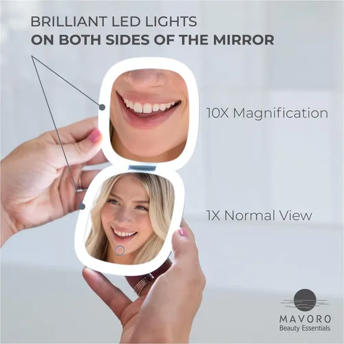 Espejo De Maquillaje De Viaje Con Iluminación Led Mavoro Rec