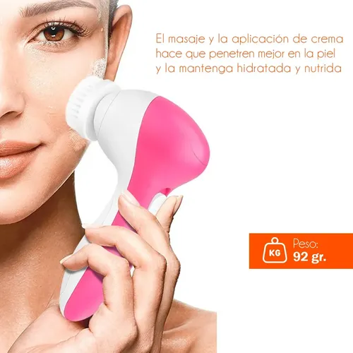 Cepillo Facial Masajeador Limpiador Exfoliante Limpieza Rosa Y Blanco