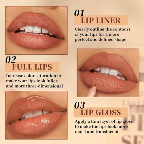 Aseawave Set 12 Lápices Delineadores Labiales Marrones