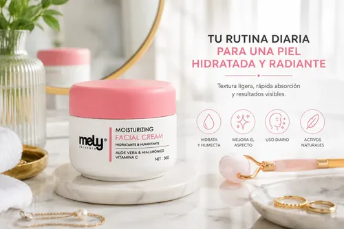 Crema Facial Hidratante Mely Acido Hialuronico Aloe Vera 50g