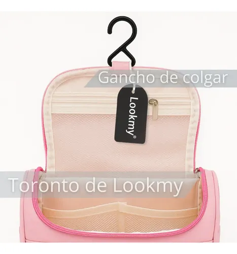 Neceser De Viaje Rosa Soft Lookmy | Porta Costméticos Y Maquillaje Con Percha | Bolso De Baño |