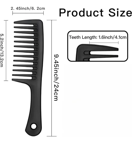 Peine Negro Pequeño Dientes Anchos Krfapt Para Cabello