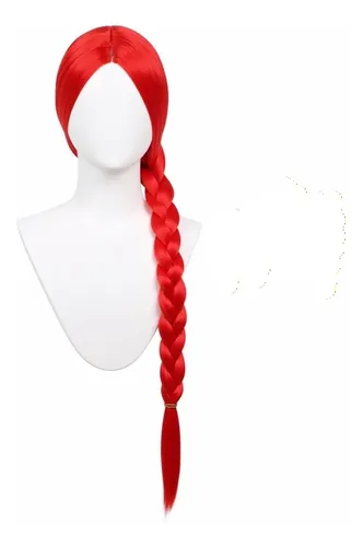 Peluca De Cosplay Trenza Simple Roja Jf Red Rojo