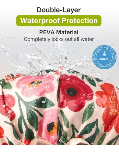 Gorro De Baño Impermeable Xl Con Estampa Floral Y Elástico