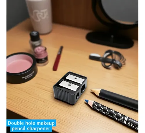 Sacapuntas Maquillaje 2en1 Portátil Con Depósito Para Viaje Postal Negra Y Aleatoria*2