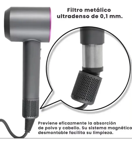 Secador De Pelo Profesional 2400w Koryn F/c 3 Velocidades Rosa