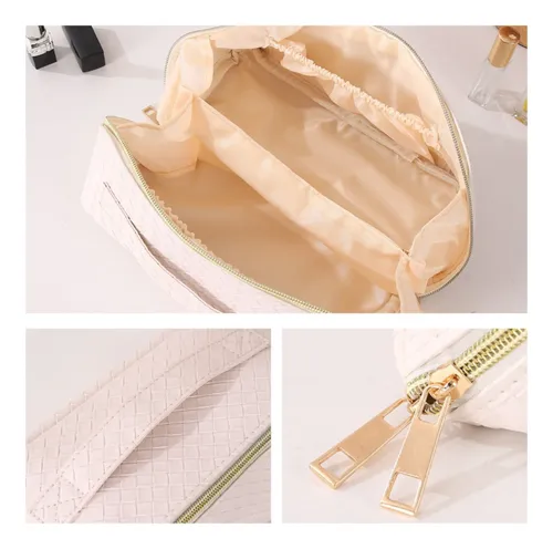 Bolsa De Almacenamiento De Cosméticos Tejida De Cuero Pu De