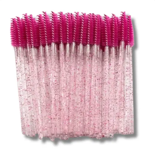 Pack de 50 Cepillos Desechables para Pestañas y Cejas Rosa con Brillo