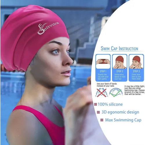 Paquete De 3 Gorras De Baño Silicona Geltvilra Extra Grande