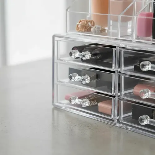 Organizador de Maquillaje de Acrílico con 6 Cajones y Espejo