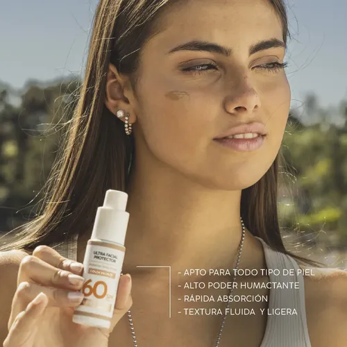 Protector Solar Facial Factor 60 Tono Bronze Antiage Piel Sensible Fluido