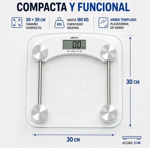 Balanza De Baño Digital Vidrio Templado Hasta 180 Kg Fcd