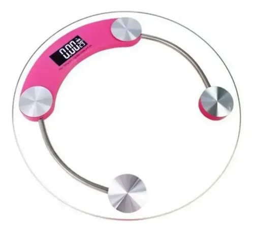 Balanza Digital De Baño Vidrio Y Metal 180kg Color Rosa Chicle