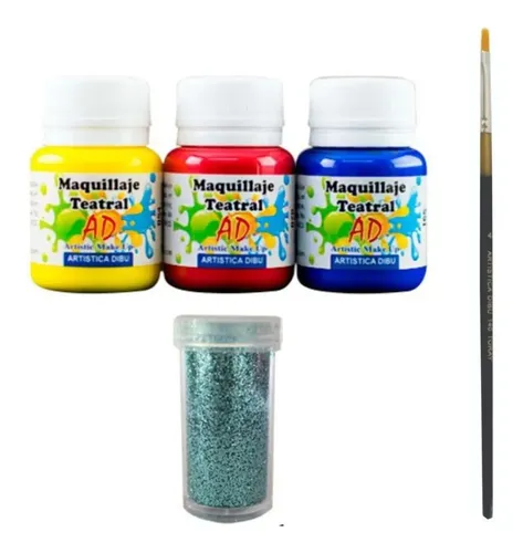 Kit Maquillaje Artistico Teatral 5 Articulos Pincel Gibre