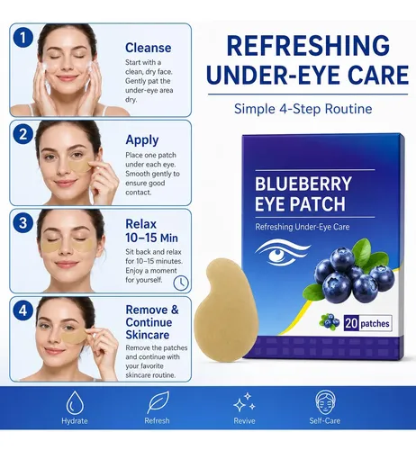 Parches Para Ojeras Con Arándano, Cuidado Facial 60 Pzs