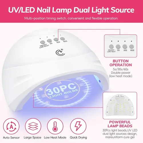 Kit De Esmaltes Gel 60 Colores Con Luz Uv Y Accesorios