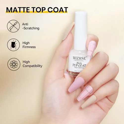 Set De Esmaltes Base Y Top Coat Mizhse Secado Rápido 3pcs