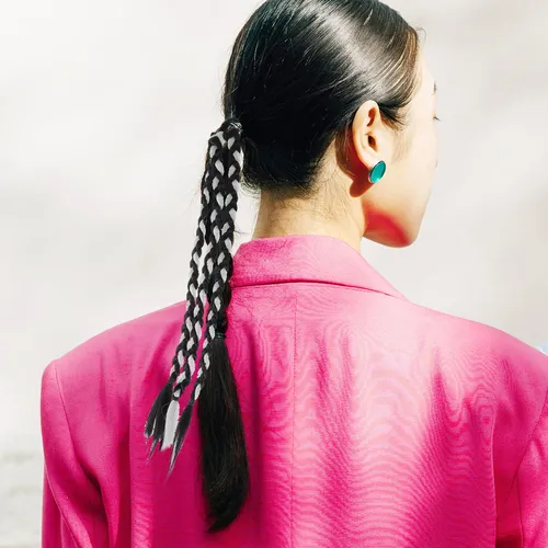 Extensión De Coleta Larga Con Liga De Cabello, Liso