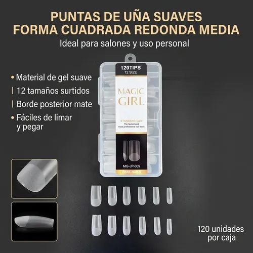 Tips Uñas Postizas Cuadrado Mate 120 Tips X2 Cajas