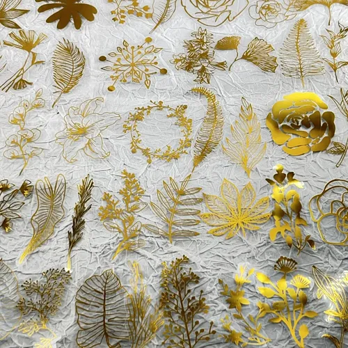 Paquete De 50 Pegatinas De Hojas Y Flores Con Láminas