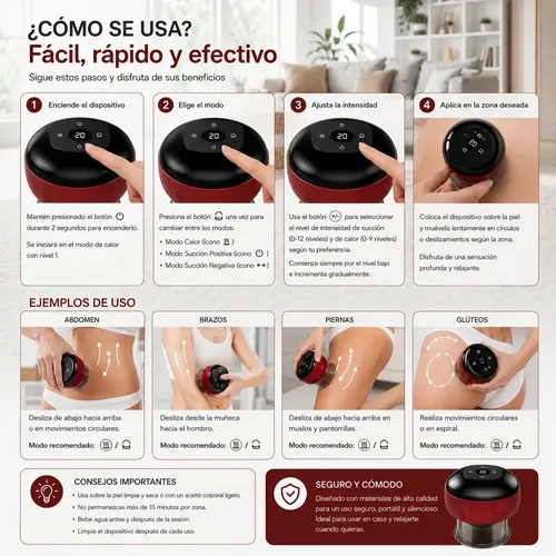 Masajeador De Succión Al Vacío Recargable Gua Sha