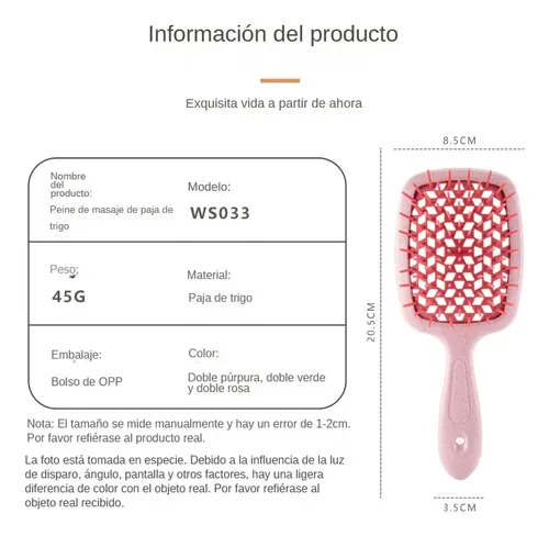 Cepillo Pulidor Anti Frizz Para Peinar Y Desenredar Verde Verde