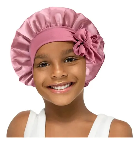 Gorro Satén Doble Lazo Para Niño Dormir Baño