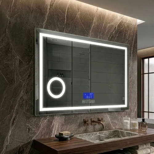 Espejo Bluetooth Luz Led Desempañador Baño Rectangular 60×80