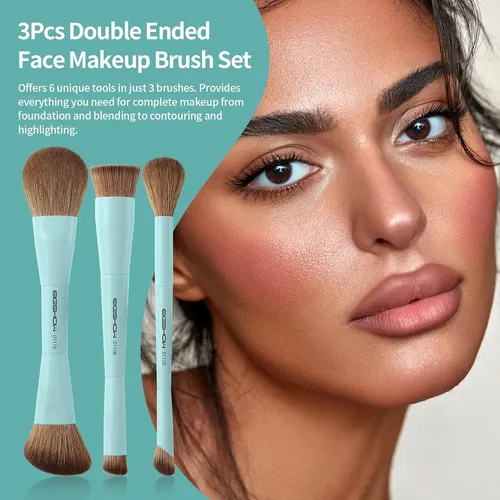 Set Eigshow, 3 Brochas Duales, Para Base, Polvo Y Contorno