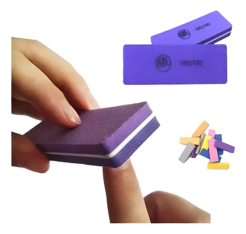 3 Mini Lima Sponge 100/180 Uñas Esculpidas Manicuria Recta
