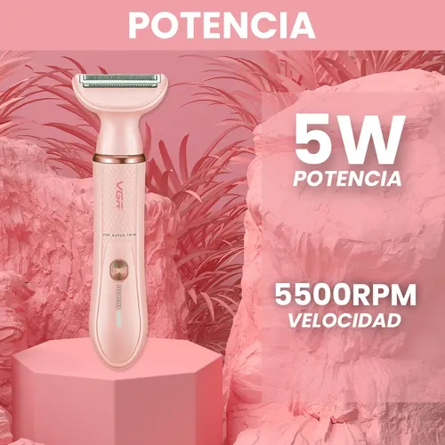 Set Mujer Afeitadora Corporal 4en1 Nariz Ceja Vgr V-761 Rosa