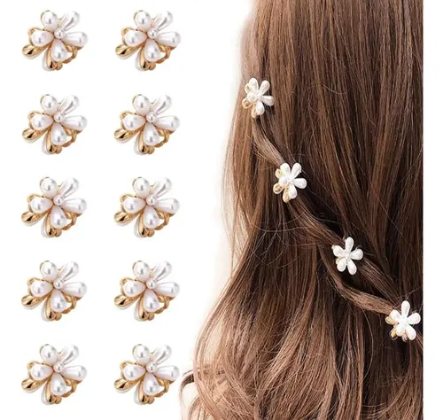 Ruiyue 10 Pinzas De Pelo Con Flor Y Perlas